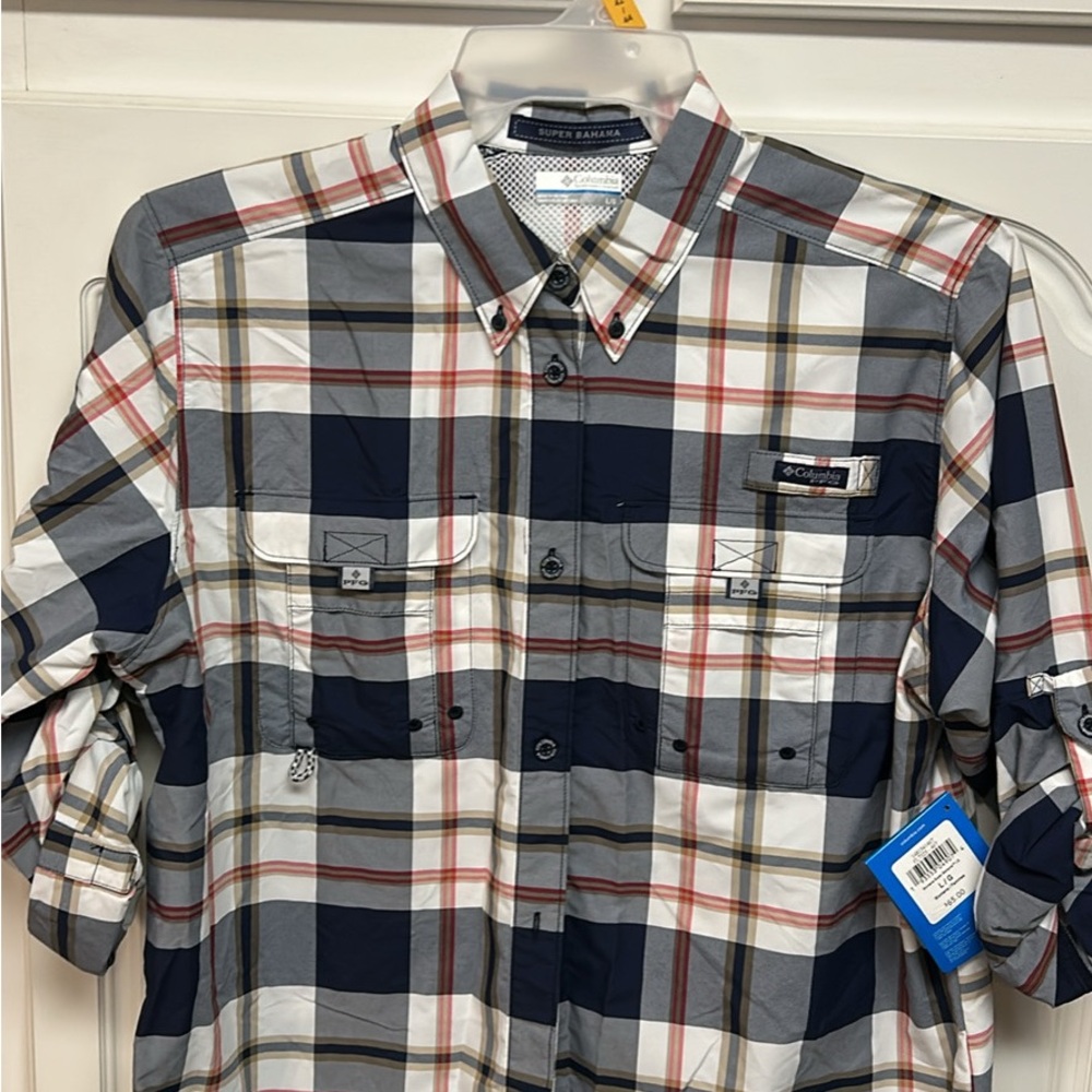Columbia Men's Casual Plaid Shirt - Blue, Red, White